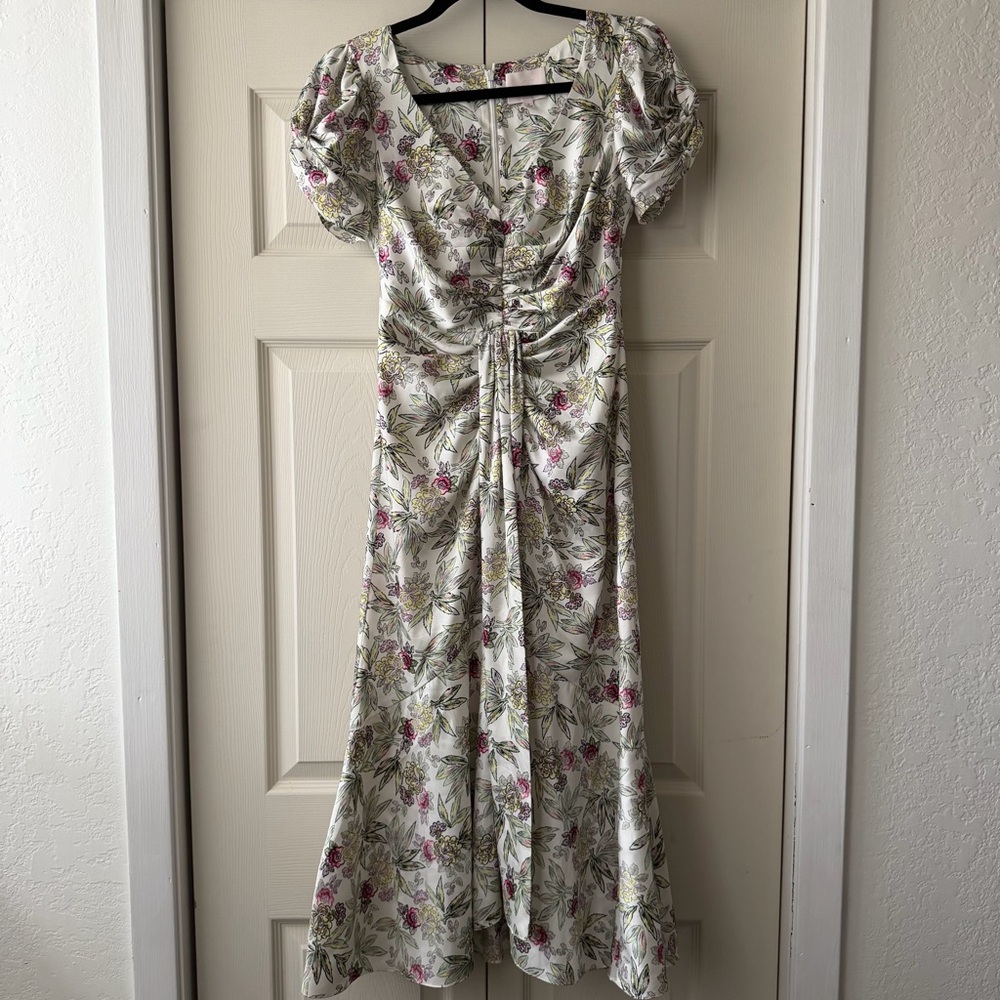 Cinq à Sept Light Washed Floral Walker Dress XS - Picture 2 of 6
